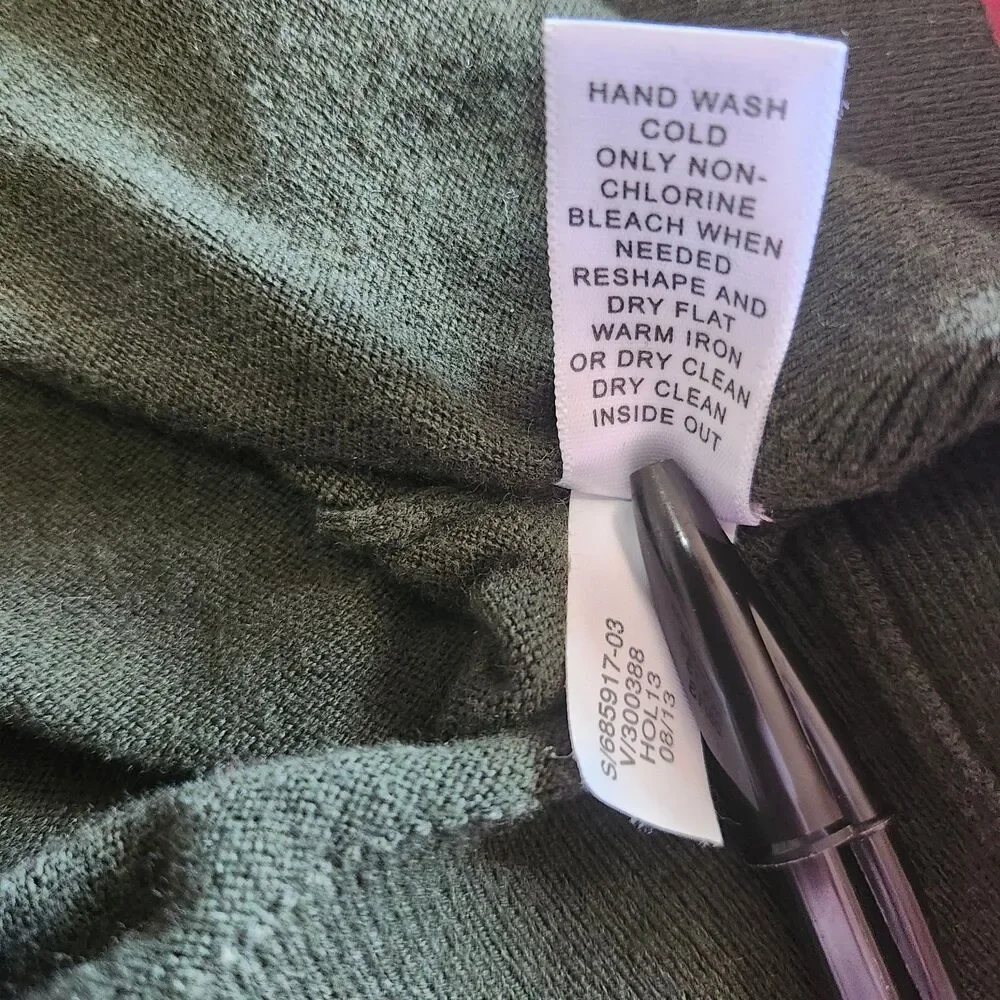 Banana Republic Mens Merino Blend Pullover Sweater Sage Green Snap Collar M Knit - Picture 9 of 10